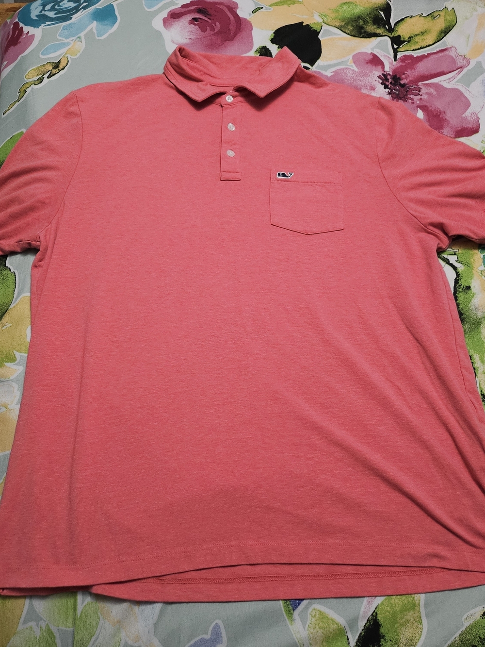 Men's Coral Polo Shirt with Chest Pocket